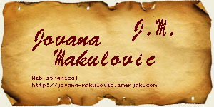 Jovana Makulović vizit kartica